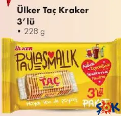 ÜLKER TAÇ KRAKER 3'LÜ 228 G fiyat ve kampanya bilgisi